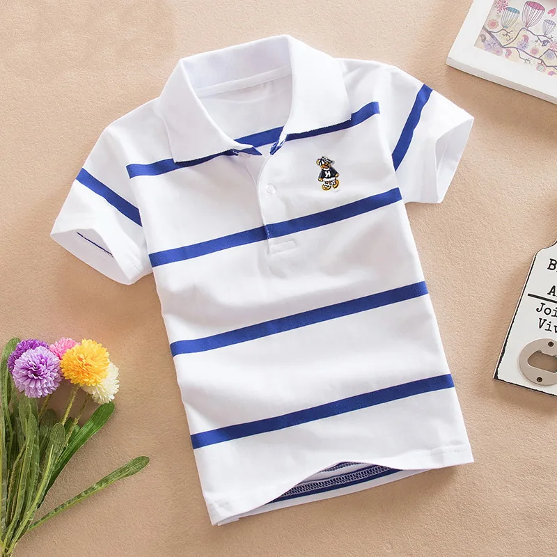 Boys Polo Tshirt Cotton Toddler Tops Quality Summer Children Tee Fashion Shirt Kids Clothes 3-14T