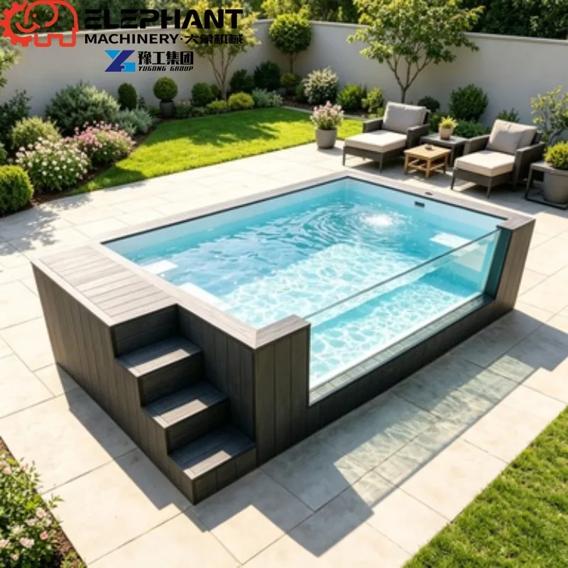 20ft 30ft 40ft Removable Container Swimming Pool, Custom FRP Fiberglass Pool With Acrylic Glass Window For Home Garden Outdoor