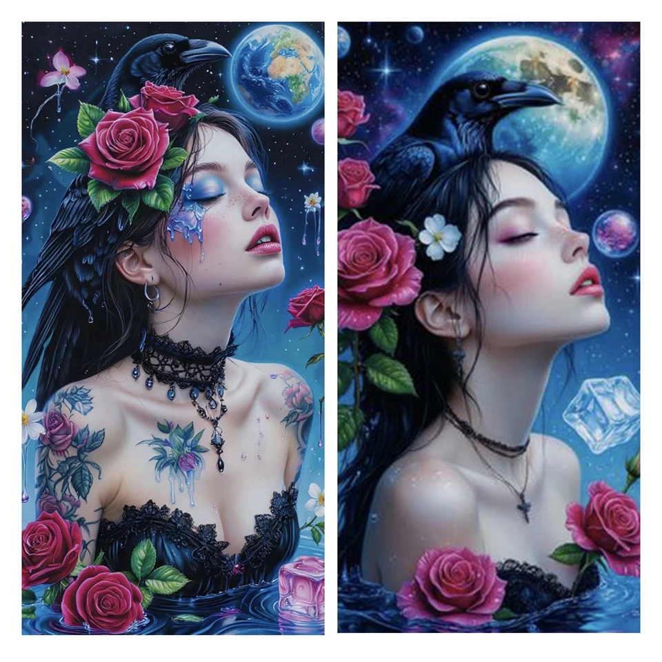 

DIY 5D Diamond Painting Beautiful Mosaic Kit Large Character Theme Moonlight Beach Girl Square 2025 New