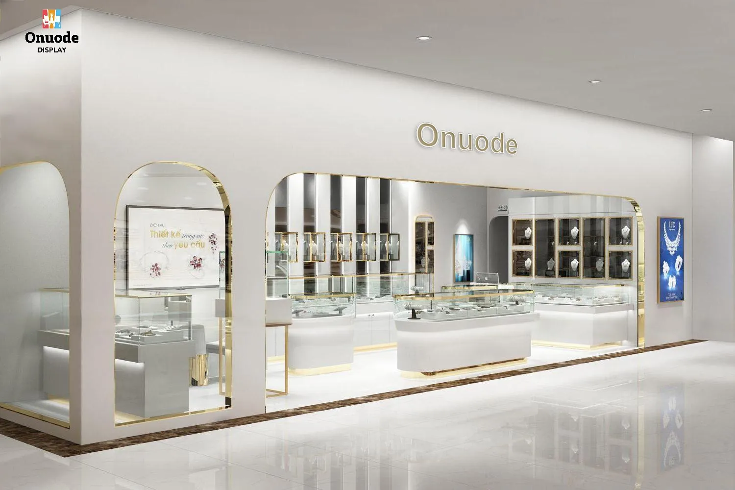 Custom.Luxury Jewelry Store Display Cabinet | Custom Glass Showcase with LED | High-End Interior Design for Branded Retail Space