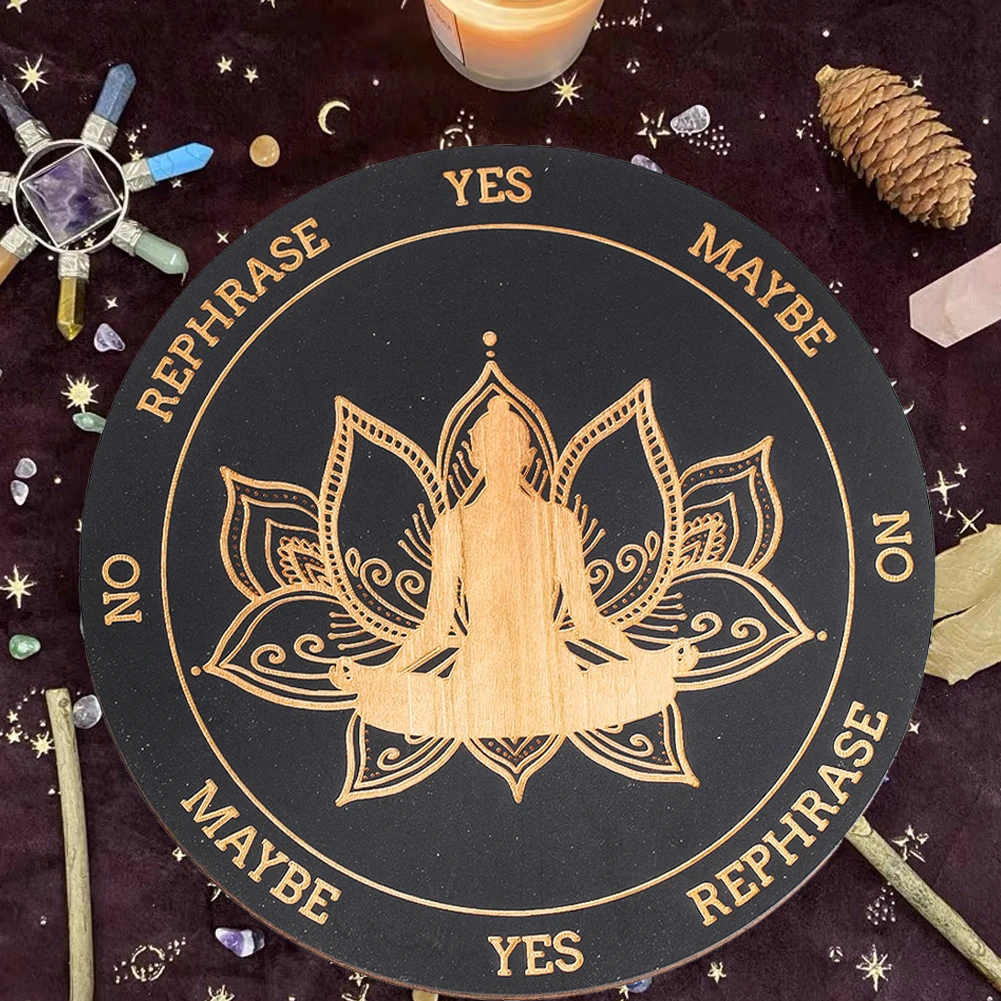 Planche à pendule en bois gravée pour la méditation de yoga, tableau magique, plaque de message métaphysique, fournitures d'autel de sorcière, décoration d'intérieur