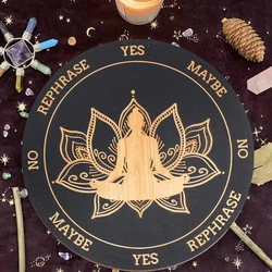 Wooden Divination Pendulum Board Yoga Meditation Engraved Magic Board Metaphysical Message Plate Witch Altar Supplies Home Decor