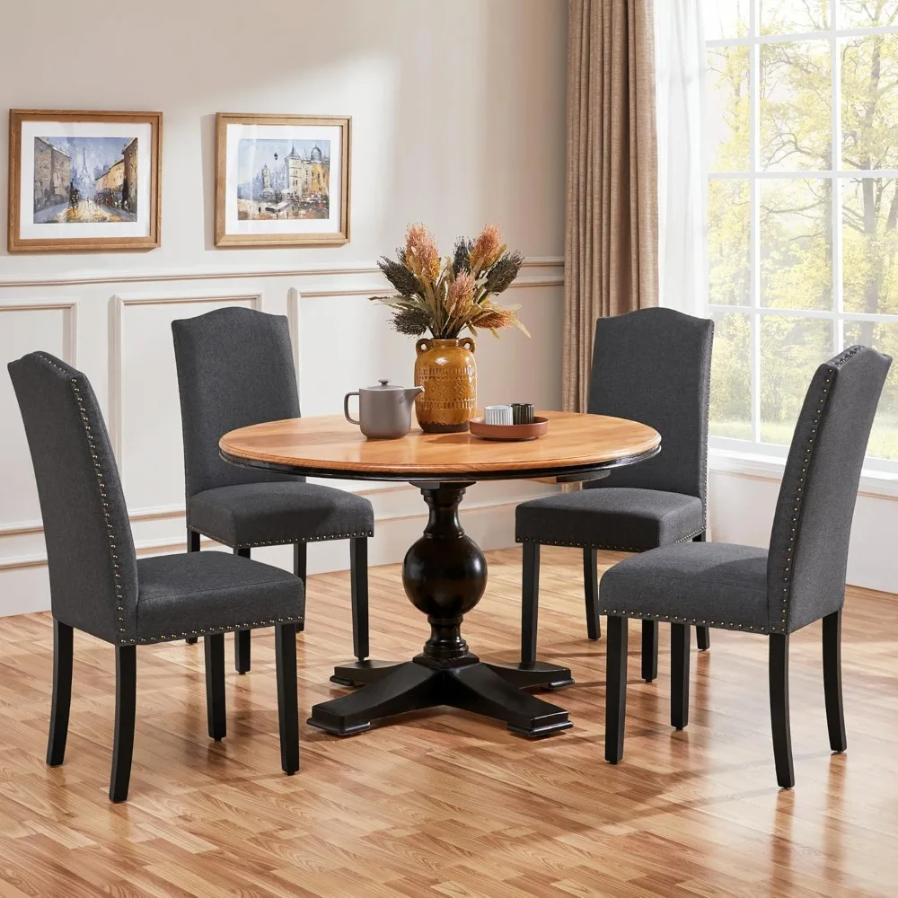 

Upholstered Dining Chairs Set of 4, Modern Kitchen Chairs with Nailhead Trims and Solid Wood Legs, Customized