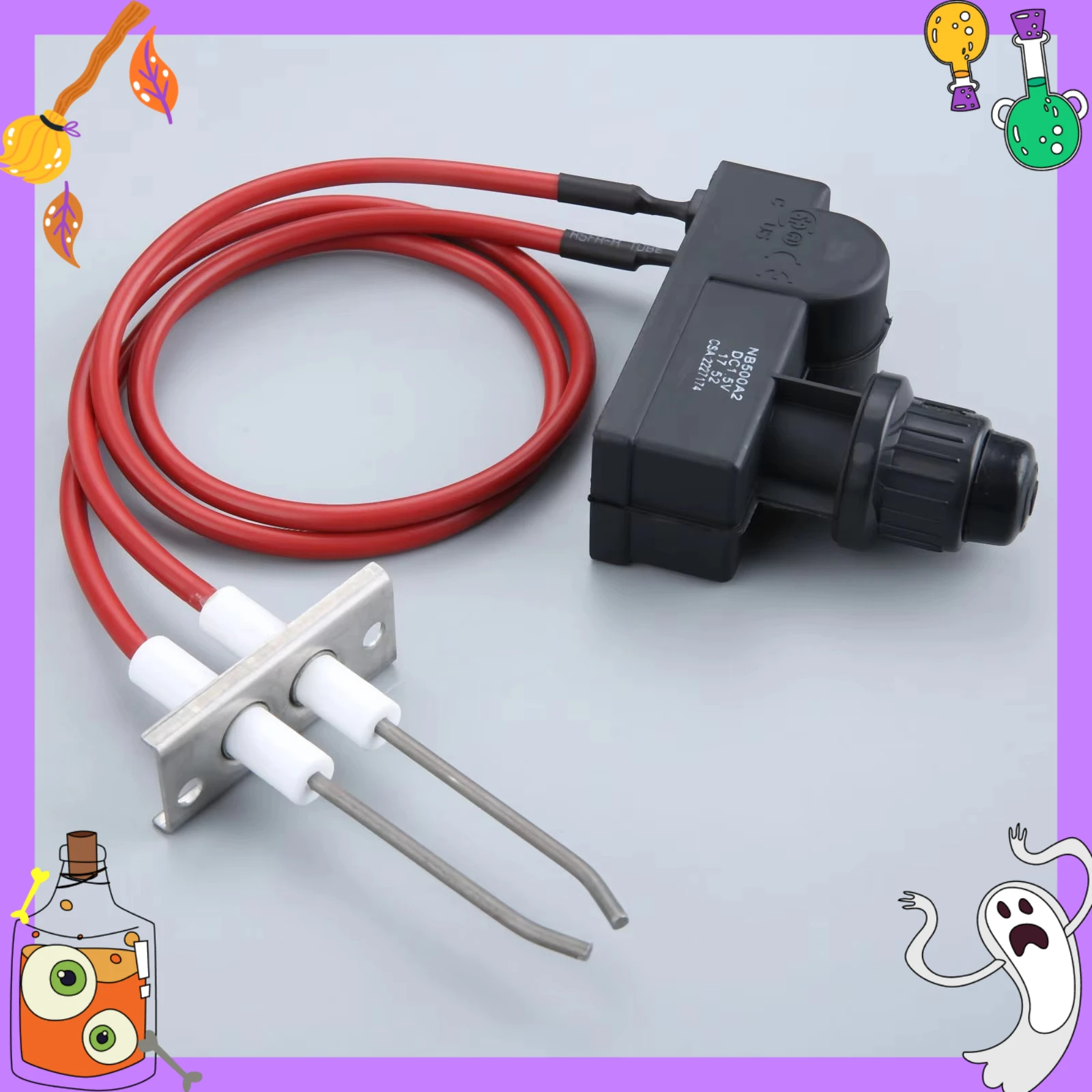 1kit Igniter with High Spark Plug Wire Length 450mm Each Double Ignition Sparks Fits Grill/heater/water Heater/Burner Outdoor