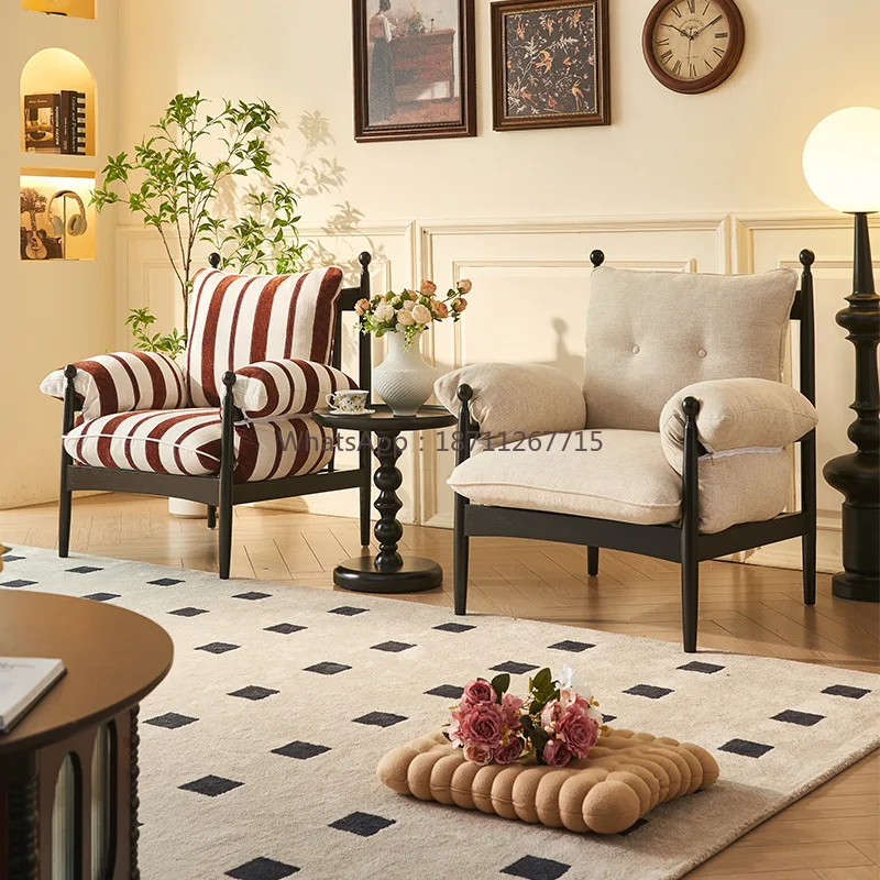 

Французский ретро Chiwu диван-кресло для гостиной, дома, одиночный диван-кресло, балкон, кафе, стул из цельного дерева