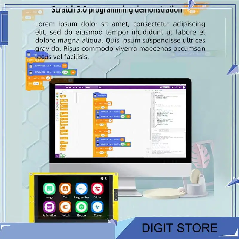 ESP32-S3 Flash Tampilan Pintar Modul Bluetooth WIFI MCU 7 Inci 800X480 TN HMI 8M PSRAM 16M (dengan Sentuhan)