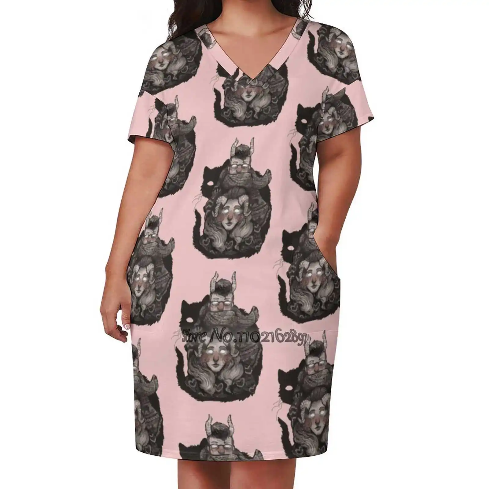 

Пончо с коротким рукавом и V-образным вырезом, размеры до 5Xl