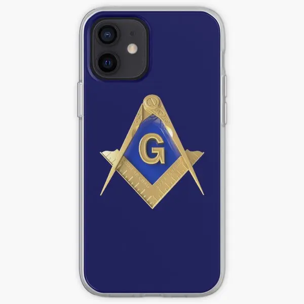 Freemason Gold Square Compass Blue Bac  Phone Case Customizable for iPhone 11 12 13 14 Pro Max Mini 6 6S 7 8 Plus X XS XR Max