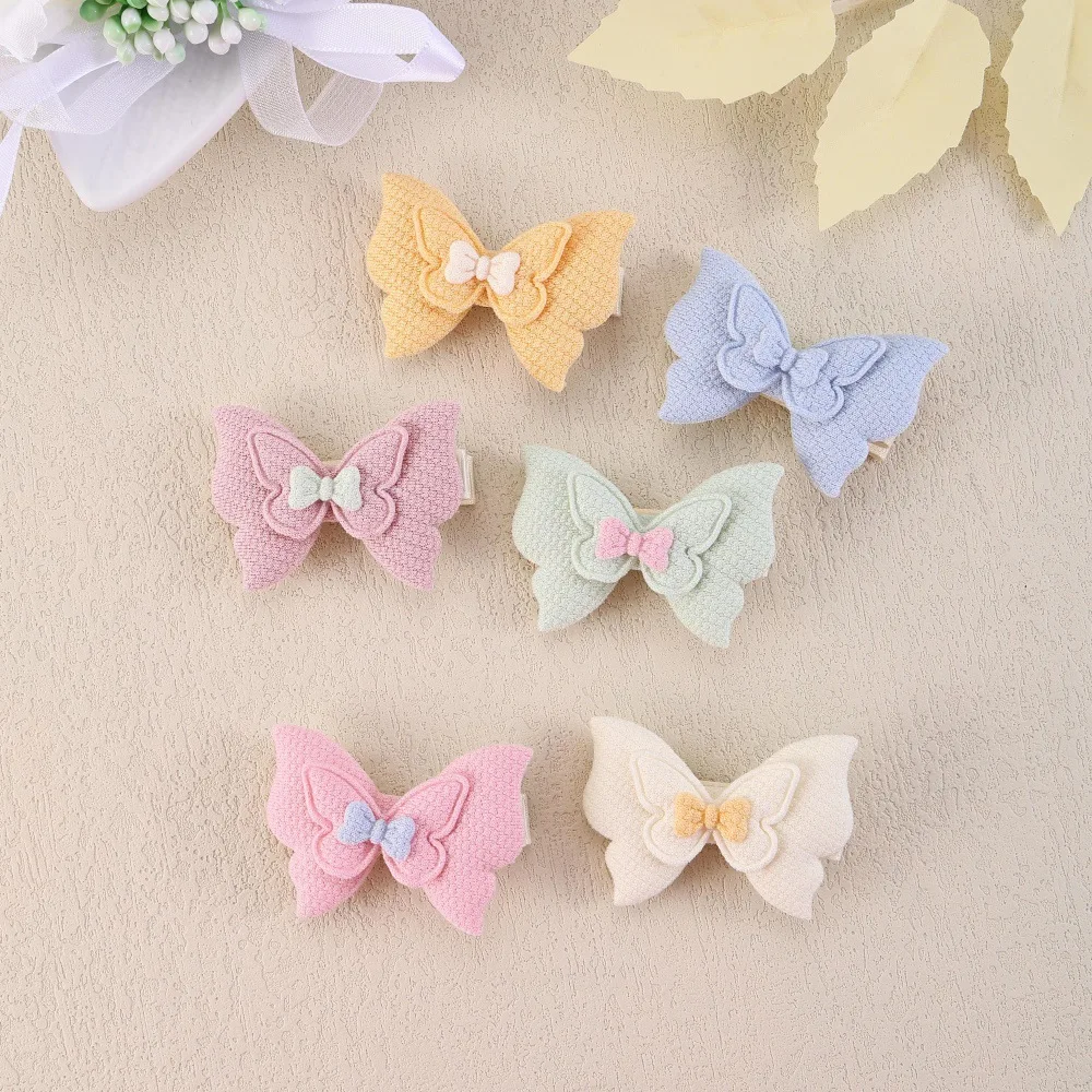 

6 шт./лот, милые заколки-бабочки для волос для маленьких девочек, аксессуары для волос, милые заколки для волос для новорожденных, тканевые банты, зажим для детей