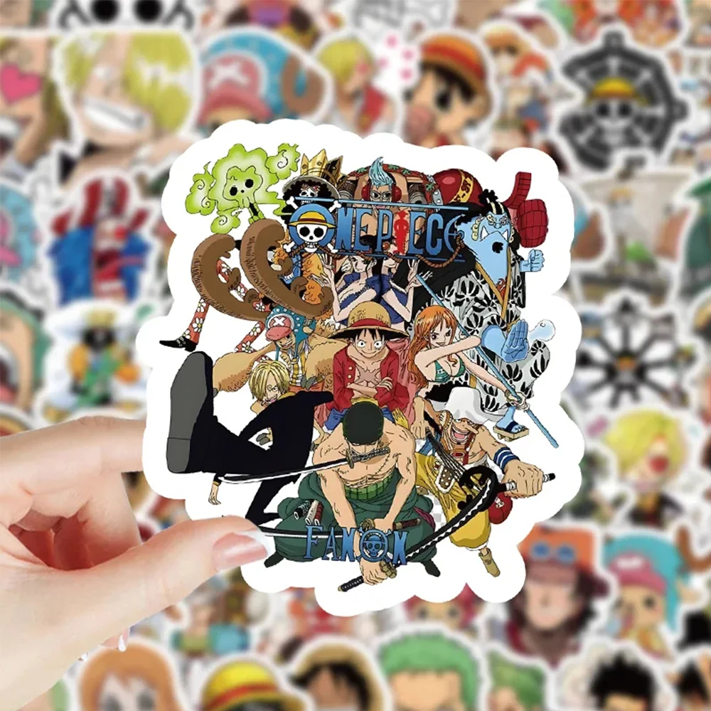 Pegatinas de dibujos animados de Luffy Gear Fifth Chibi para niños, calcomanías de decoración de Anime de ONE PIECE, 10/30/50/100 piezas, juguete