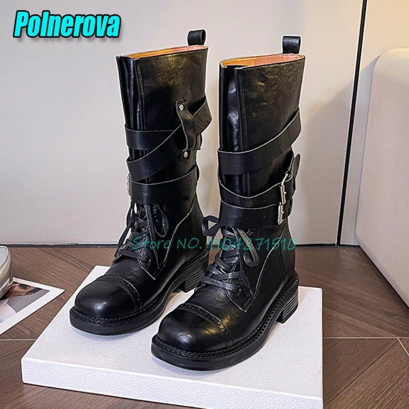 

Женские ботинки-наездницы на толстой подошве с пряжкой, осенне-зимние, в ретро-британском стиле, на толстом каблуке, высокие до колена, модная женская обувь