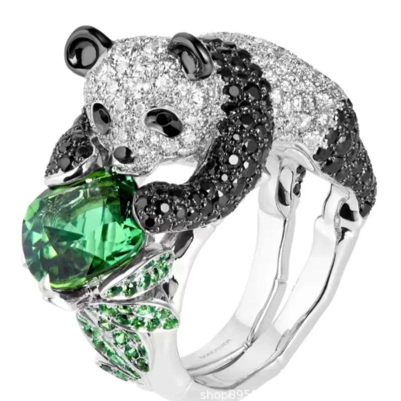 Bellux Animal Design Official Original s925 Silver Women's Ring 3-carat Panda Fine Jewelry Ring