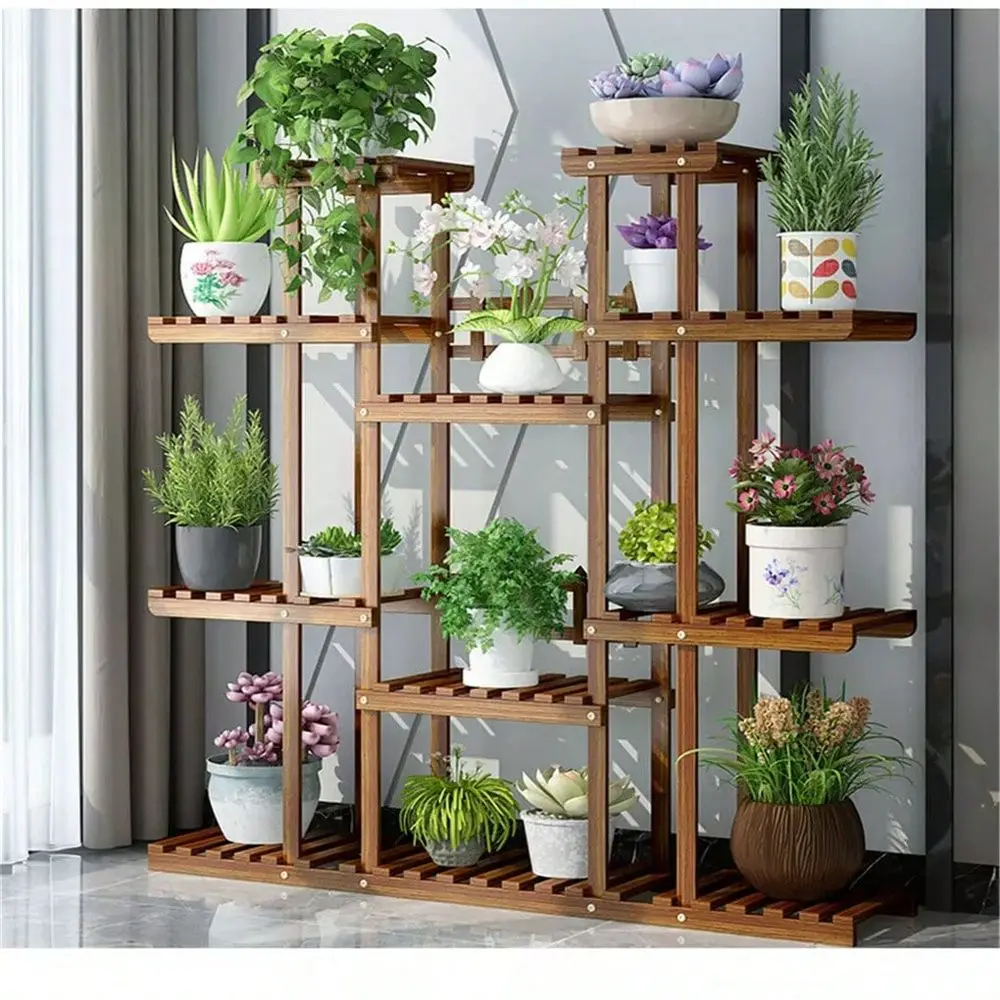 

6 Tiered Plant Stands Indoor, Wooden Plant Shelf Flower Pot Stand Garden Shelves MultiTier Plant Display Stand 115x25x116cm