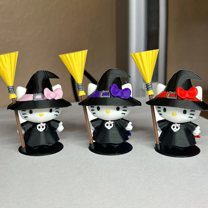 الساحرة مرحبا كيتي تمثال Kawaii أنيمي الشكل جمع نموذج الحلي ثلاثية الأبعاد مطبوعة سطح المكتب الصغيرة المنحوتات هالوين ديكور هدية