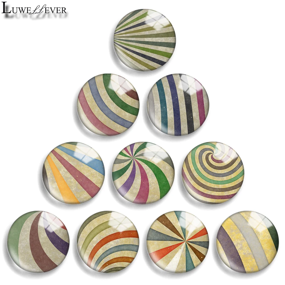 

10mm 12mm 20mm 25mm 30mm 40mm 812 Stripe Mix Round Glass Cabochon Jewelry Finding 18mm Snap Button Charm Bracelet