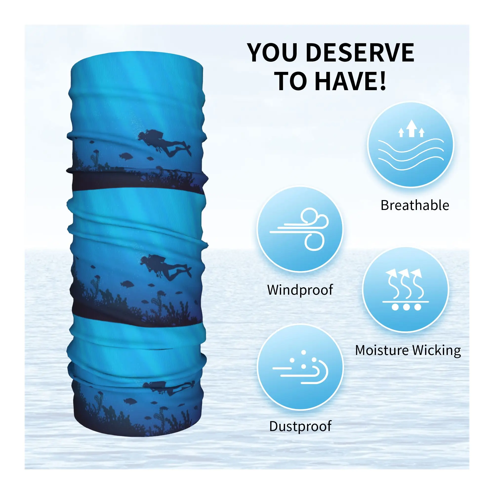 الغوص الغوص نمط باندانا الرقبة الجراب مطبوعة التفاف قناع وشاح متعدد الاستخدام الدراجات وشاح ركوب للجنسين الكبار كل موسم