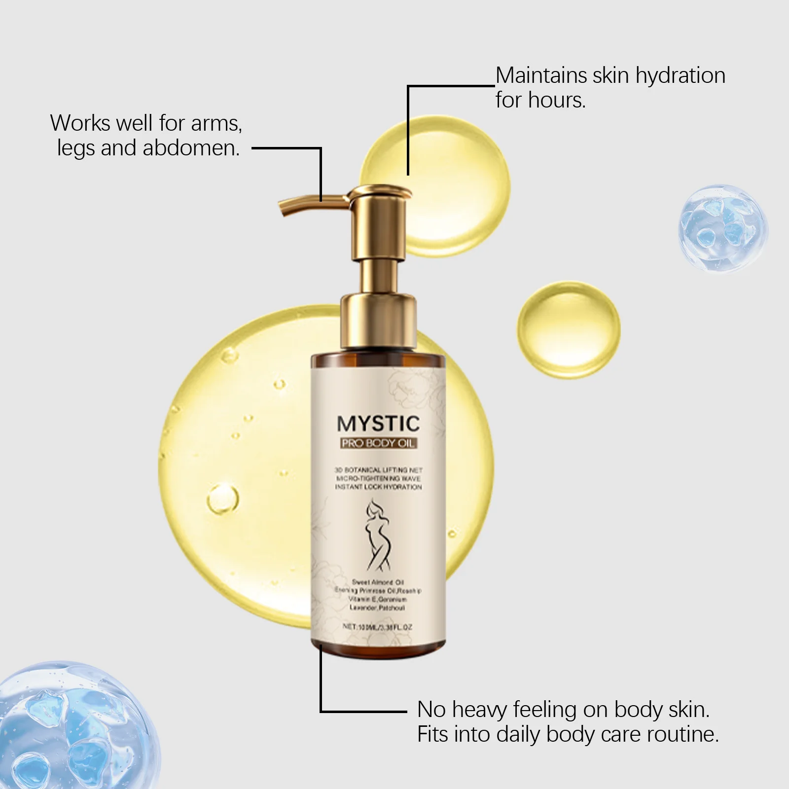 الاسترخاء زيت الجسم ترطيب تشديد رفع مكافحة السيلوليت استقرار استعادة اشراق توهج الفاخرة ثبات زيت الجسم #3