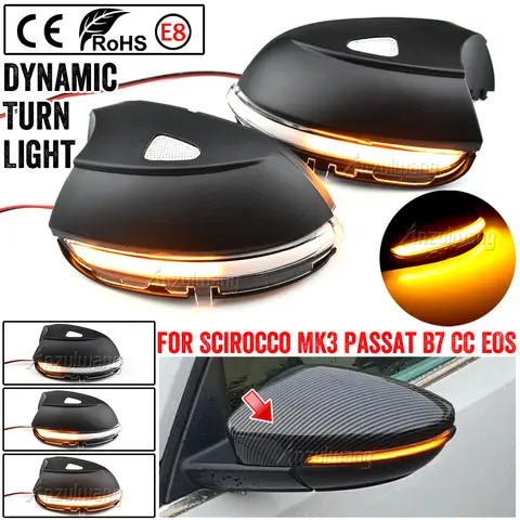 For VW Passat B7 CC Scirocco MK3 Jetta MK6 EOS Beetle R LED Dynamic Turn Signal Blinker Sequential Side Mirror Indicator Light 10 best sales passat b7 light - №8