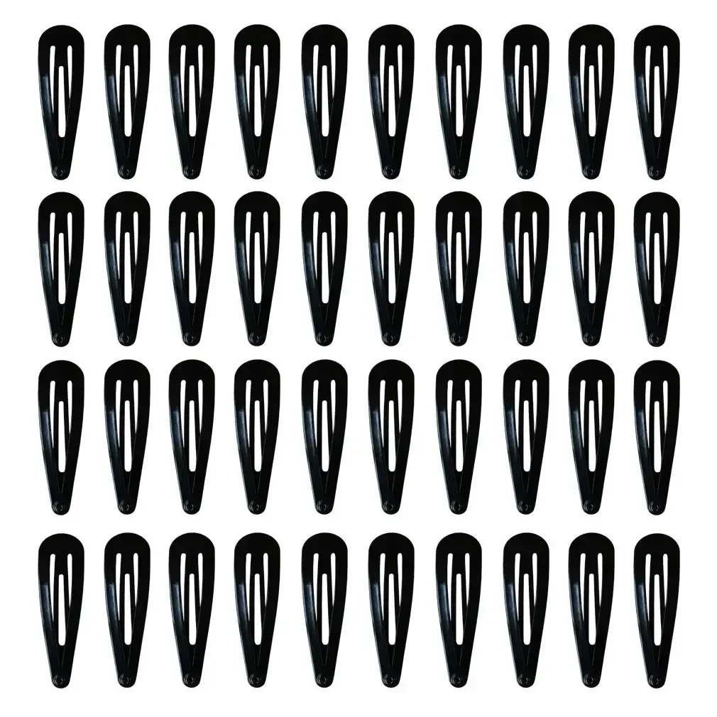 

40 Pack Black 2 Inch Barrettes Women Metal Snap Hair Clips Accessories