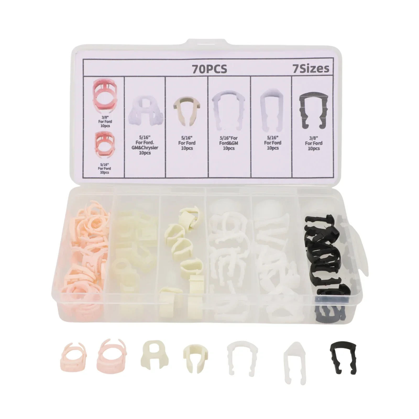 

70Pcs Car Swordfish 61280 Fuel Line Retainer Clip Assortment Kit 61280 For Ford Fuel Line Retainer Clip Car Accessory Parts