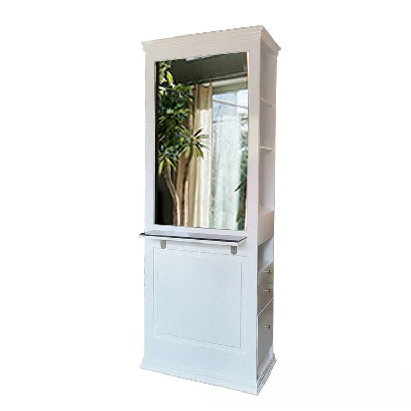 

01-Barber shop mirror table hair salon perm and dye floor hair salon hair cut mirror storage drawer