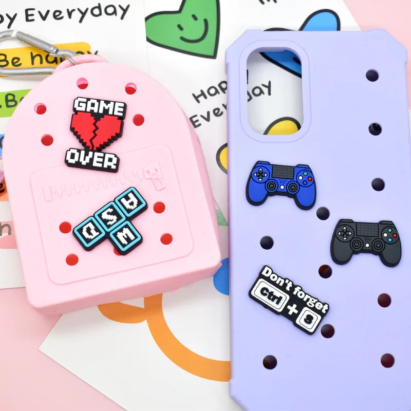 1/26Pcs Video Game Controller PVC Shoe Charms Gamer Pixel Keyboard Pattern For Slides Sandals Ornaments DIY Decor Game Lovers