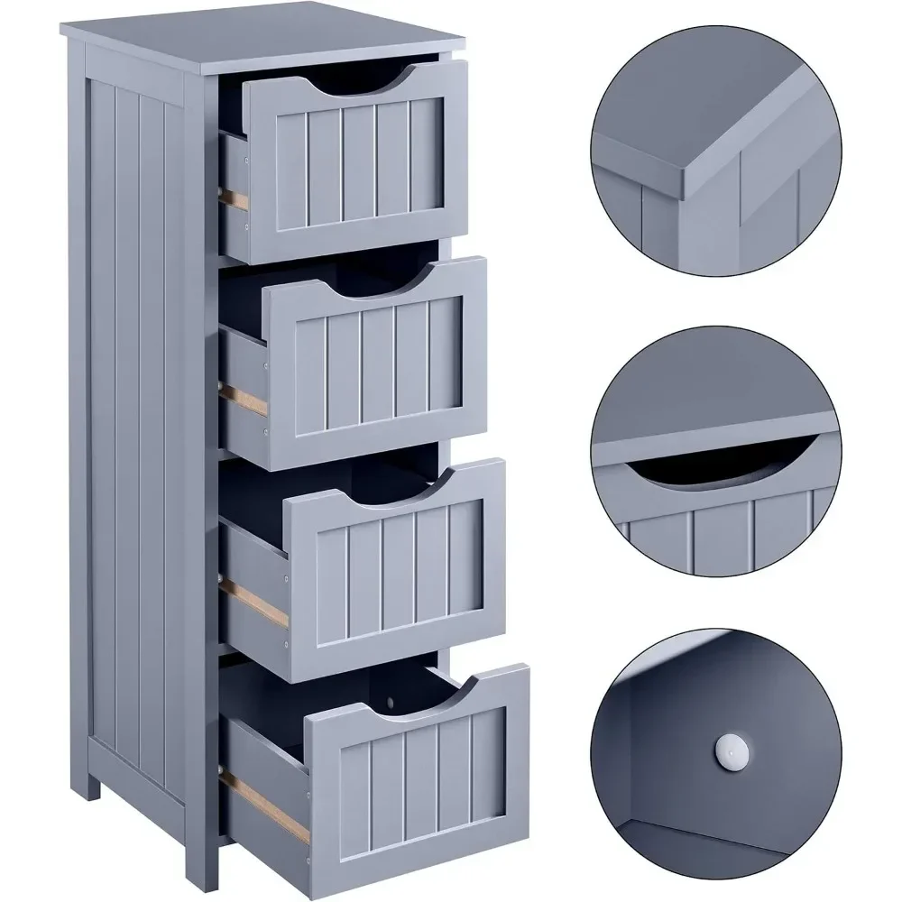 A bathroom storage cabinet,Bathroom Floor Cabinet, Wooden Side Storage Organizer, 4 Drawers Free-Standing Cabinet