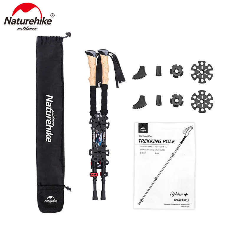 Naturehike Trekking Poles 2 Stuks Carbon Fiber Inklapbare Telescopische Stokken Lichtgewicht Wandelen Wandelen Stick Klimmen Stick