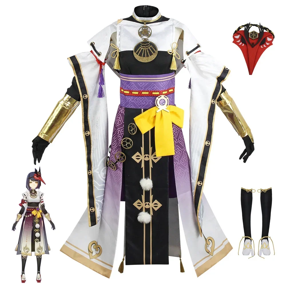 

Game Genshin Impact Cosplay Kujou Sara Women Costume Full Set