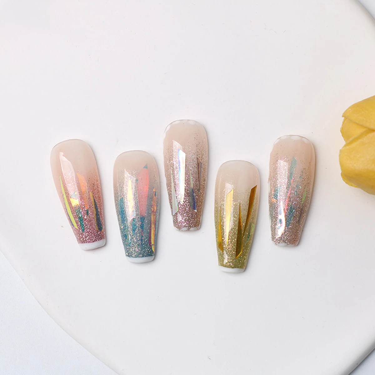 ネイルアート用オーロラステッカー、ガラスステッカー、ファンタジー、レーザーミラー、アート作成、1個