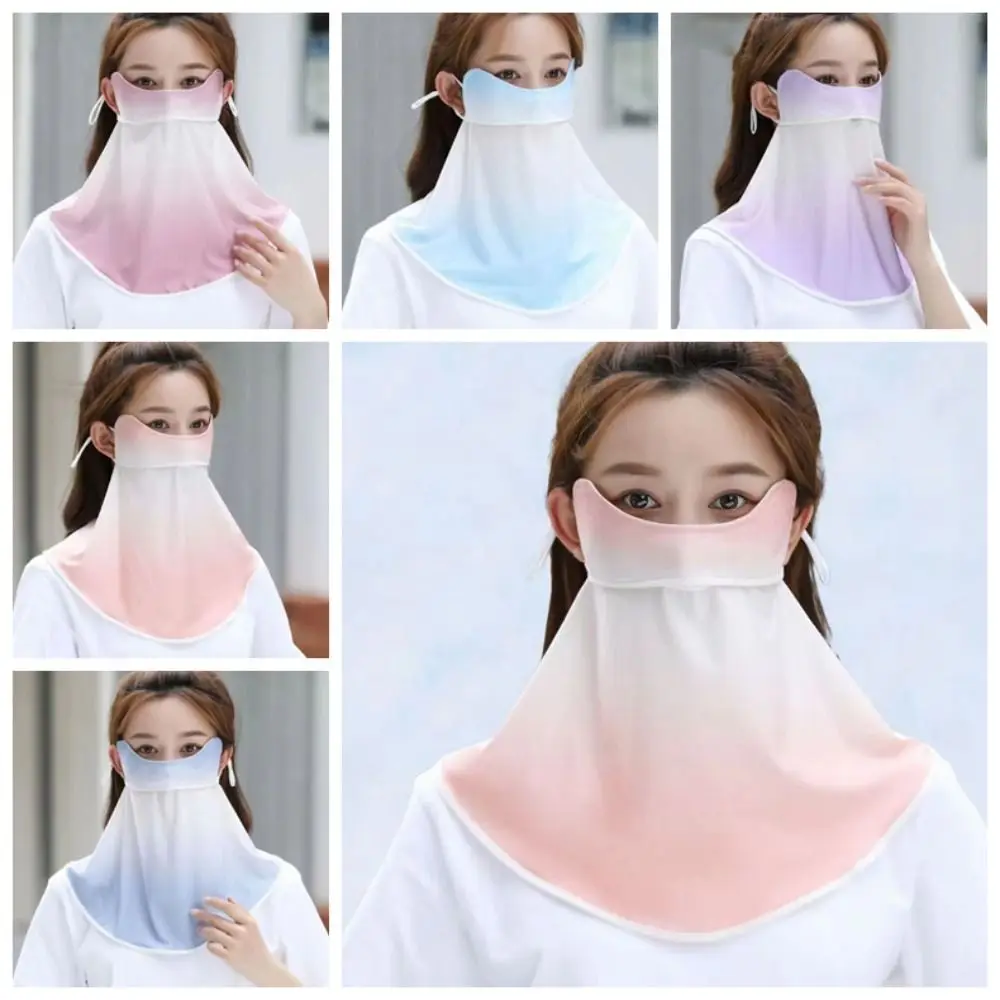 Blush Gradient Gradient Sunscreen Mask Neck Wrap Cover Windproof Ice Silk Mask Sun UV Protection Face Shield Face Cover Fishing