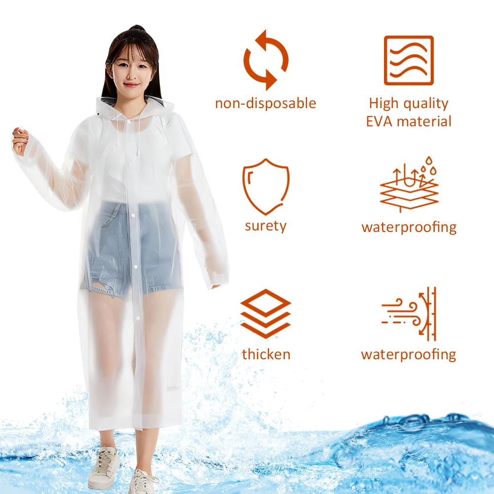 

10Pcs Emergency Raincoat with Drawstring Hood Outdoor Rain Wear Waterproof Portable Rain Coat for Camping Hiking