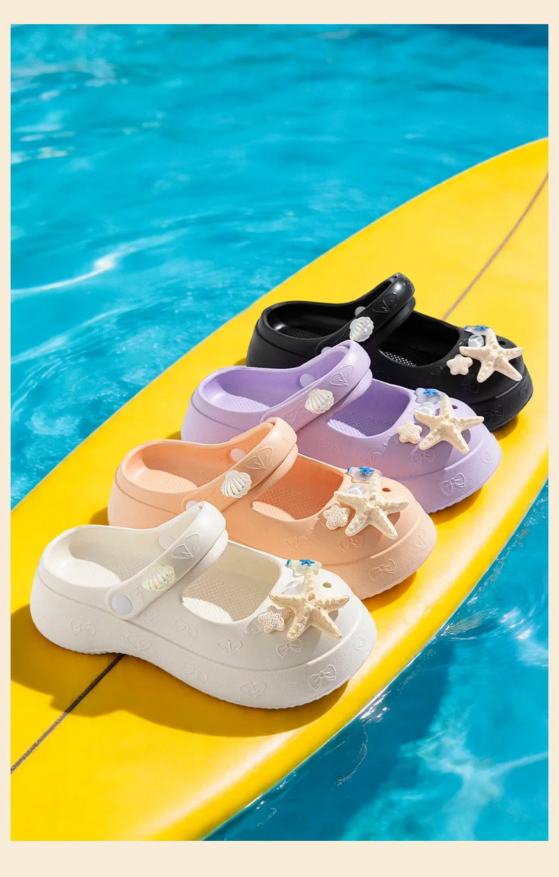 Women's hole shoes wear one-word beach shoes home cool slippers women's shoes bag head drag