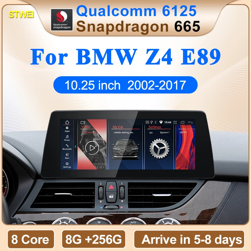STWEI Qualcomm Snapdragon 665 6125 Andorid 14 Drahtlose Carplay Auto Bildschirm Für BMW Z4 E85 E86 E89 CIC Kein Bildschirm Modell GPS Navi