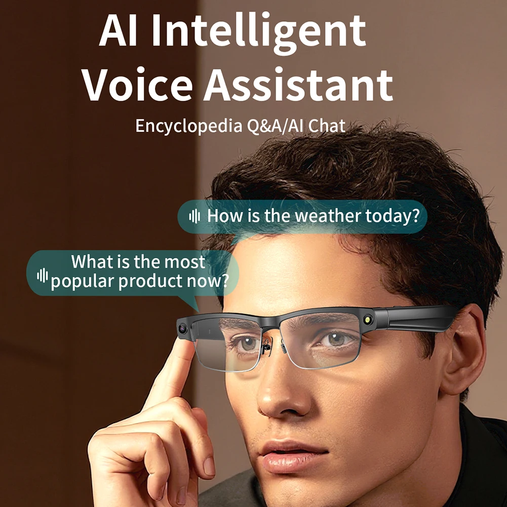 Умные очки с искусственным интеллектом, очки для камеры с голосовым помощником, встроенный микрофон и динамики, аудиоочки для путешествий, встреч, делового использования