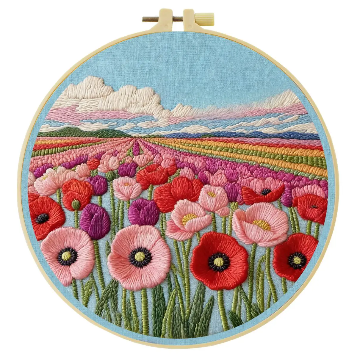 1 Stück 20X20CM/15X15CM 7,87/6,3 Zoll Blumenmeer Stickerei Starter-Kit DIY-Kit DIY-Stickerei-Set Handarbeiten Nadelkunst – Detail 5