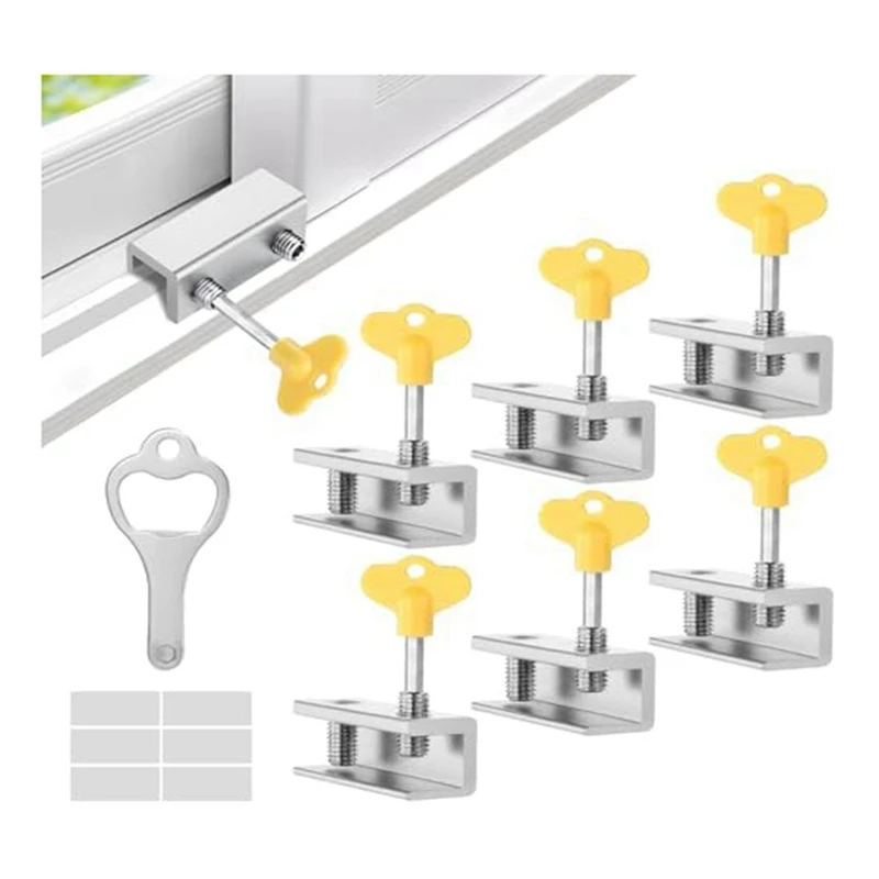 

6 Pack Sliding Window Door Lock Security, Sliding Window Stoppers For Baby Childproofing Home Security A Easy To Use