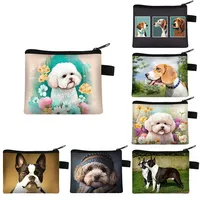 Bichon / Frise Beagle / Boston Terrier Dog Print Coin Purse Women ID Credit Card Holder Mini Money Coin Bags Casual Wallet Gift