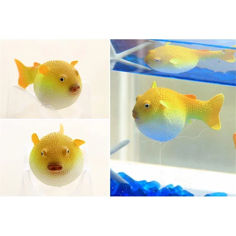 Underwater Glowing Effect Artificial Puffer Fish Aquarium Fish Tank Decoration Submarine Ornament Pet Decor