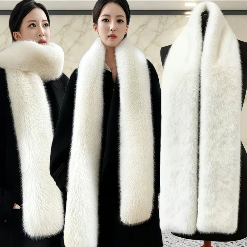 

Удлиненный шарф из искусственного меха лисы 180 см, длинный шарф из искусственного меха, утолщенный пушистый плюшевый роскошный платок, винтажные женские шарфы на открытом воздухе