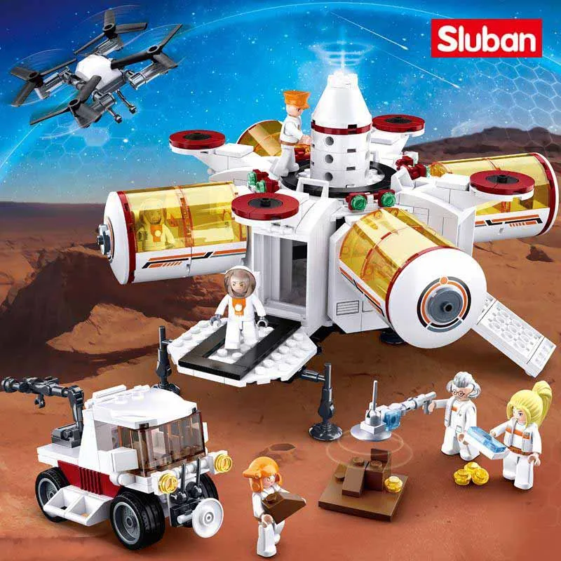 Sluban Building Block Brinquedos Space Base 642PCS Modelo B0739 Compatível com marcas líderes Kits de construção