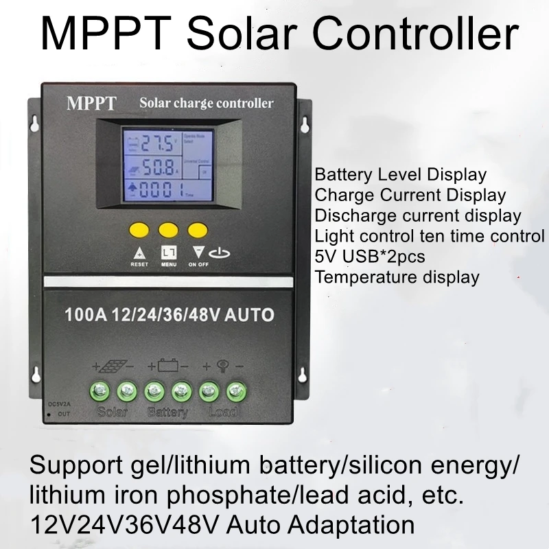 MPPT solar controller 12V24V36V48V lithium lead-acid battery photovoltaic panel charging power generation controller