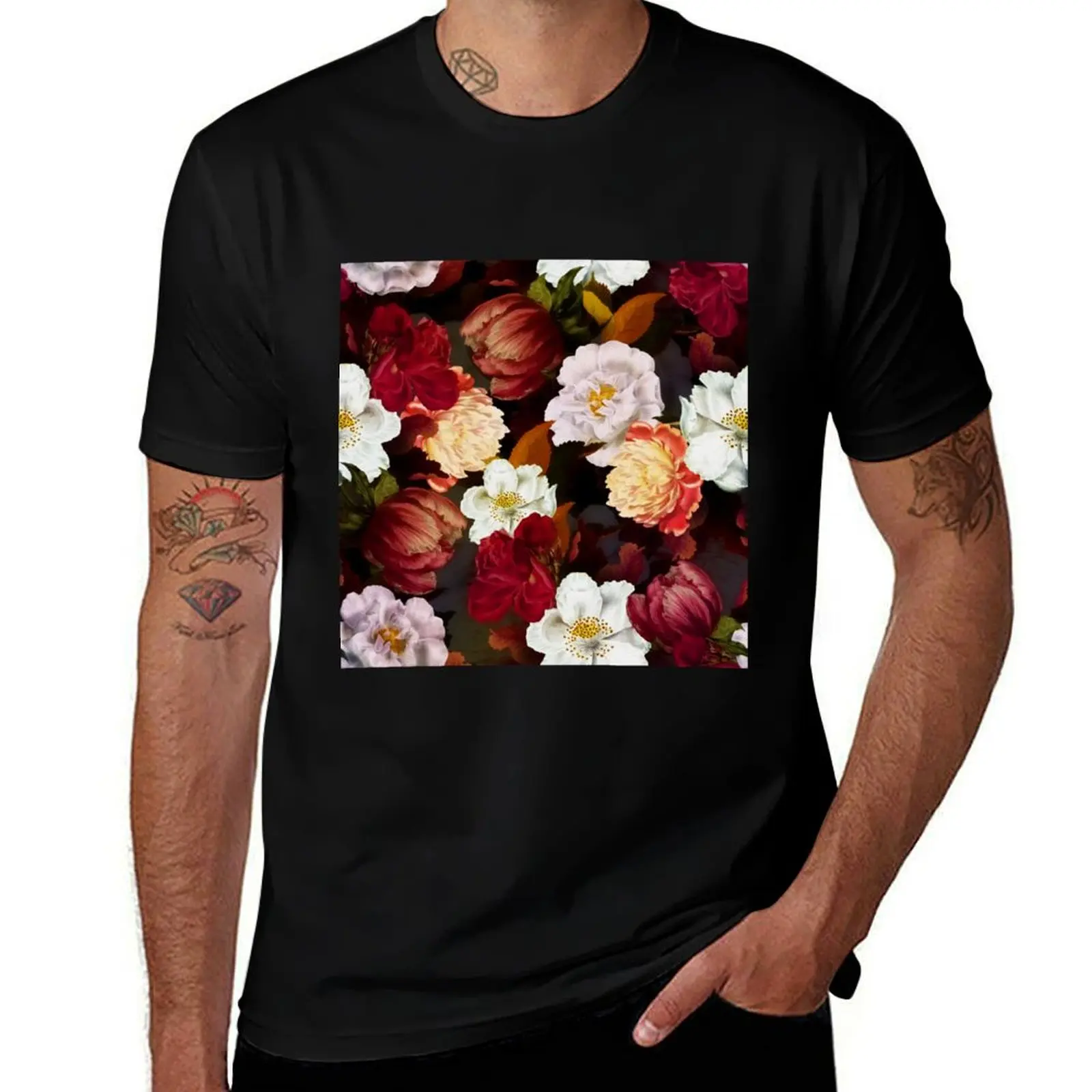 

Rose T-Shirt t Garden t Botanical shirt T-Shirt shirt Midnight Flower personalised man Botanical Antique Night graphic