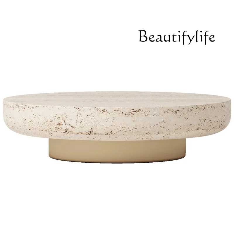 Natural marble round coffee table side table combination light luxury living room home simple modern new