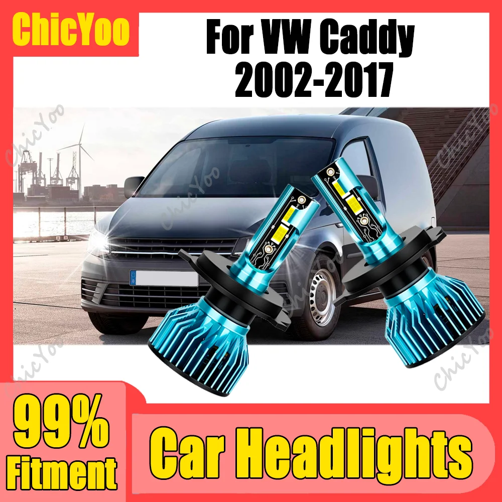 

2PCS Super Bright High Power H4 High Low Beam LED Headlights 120W 30000LM 6000K White Plug and Play 12V For VW Caddy 2002-2017
