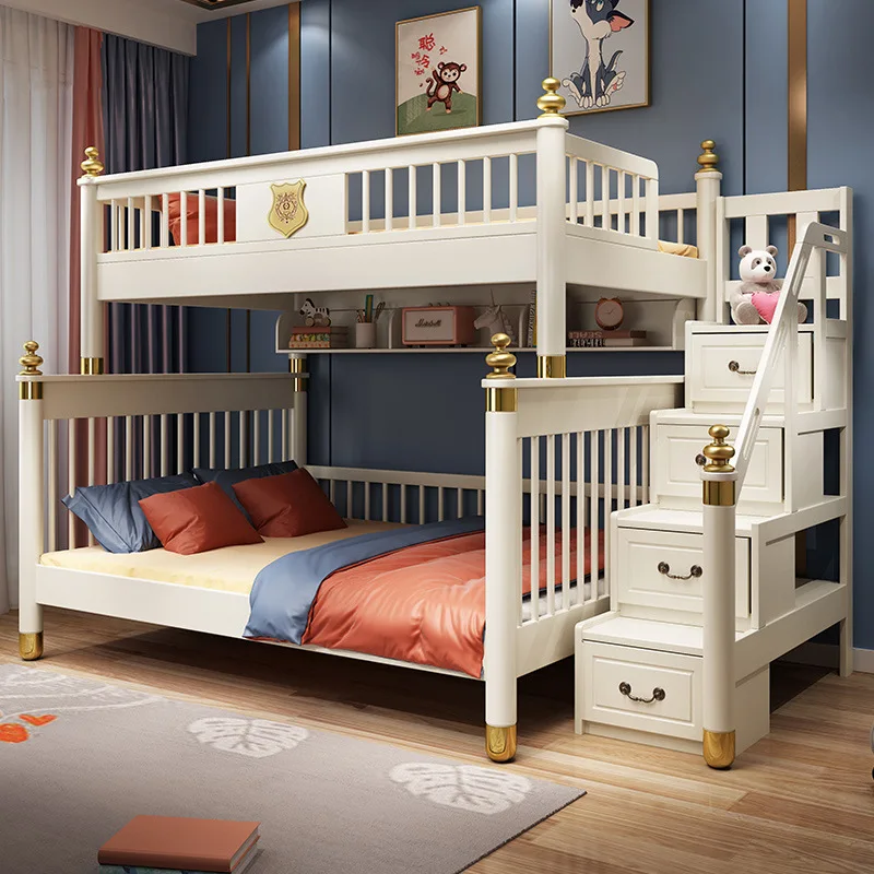 

Light luxury children's bed upper and lower beds Bunk bed 1.8 meters Two-layer upper and lower beds Split high and low beds Moth