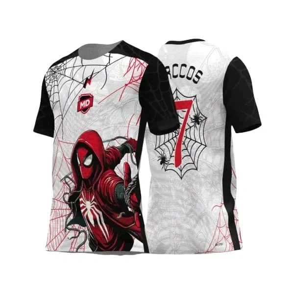 

Marvel Comics Cartoon Spider-Man Jersey T-shirt Summer Children and Adults Sweat-absorbing and Quick-drying T-shirt MinISO