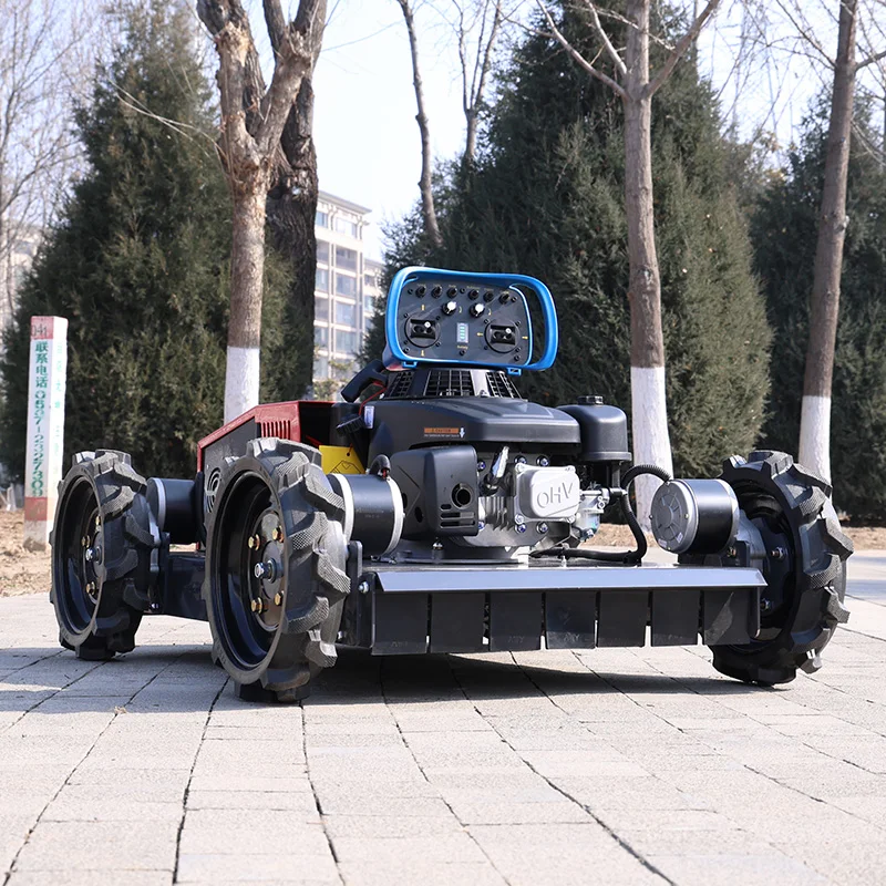 

Customized remote control all terrain weeding machine, four-wheel wheel orchard weed cleaning lawn mower