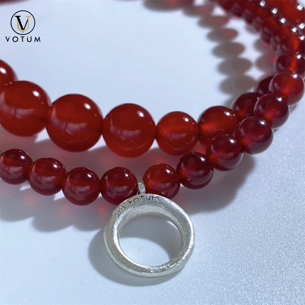 Votum-pulsera de cuentas de azeztulita de ágata roja Natural para mujer, piedra curativa de Chakra, abalorio de Halo de plata 925, regalo de joyería fina personalizado