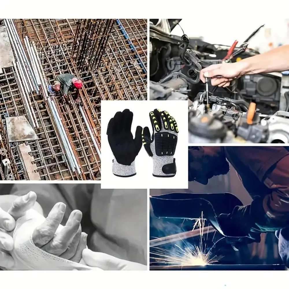 1Pair Anti-vibration Protection Working Gloves Anti-smashing Level 5 Anti-cut Anti-collision Gloves S/M/L/XL/2XL Outdoor Rescue